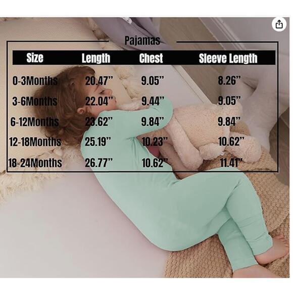 Footies Mitten Cuffs - 3Pcs Rayon Bamboo Long Sleeve 2 Way Zipper 18-24 Mo - Picture 5 of 5